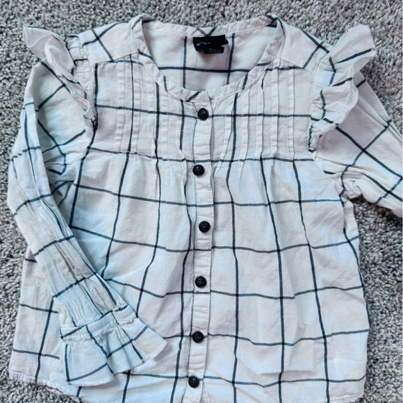 Art Class Girls' Ruffle Sleeve Blouse White Black Checkered Kids Shirt size 3T - Picture 3 of 8